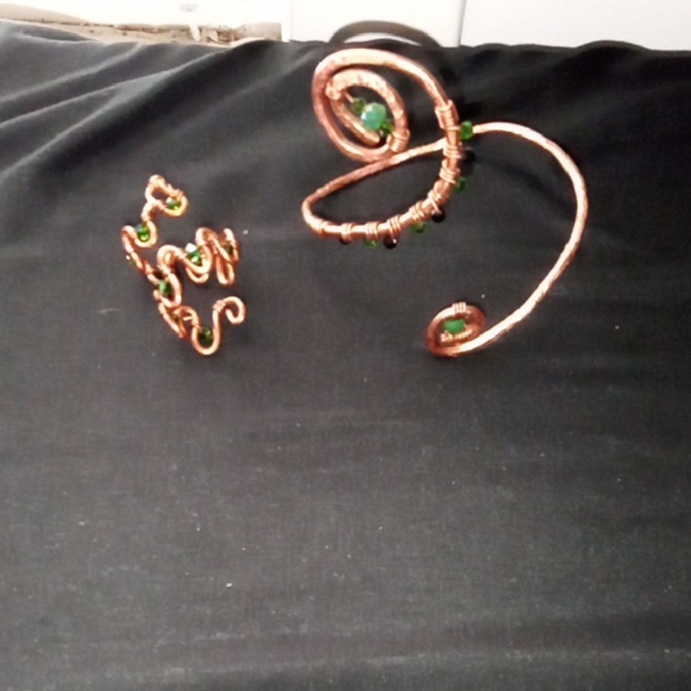 Artisan Brown and Green Wire Bracelets